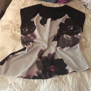 Lane Bryant Asymmetrical Hem Cap-sleeve Blouse